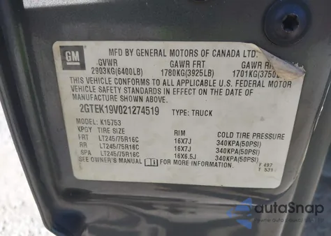 2002 GMC Sierra 1500 Sle from USA, damaged, VIN 2GTEK19V021274519